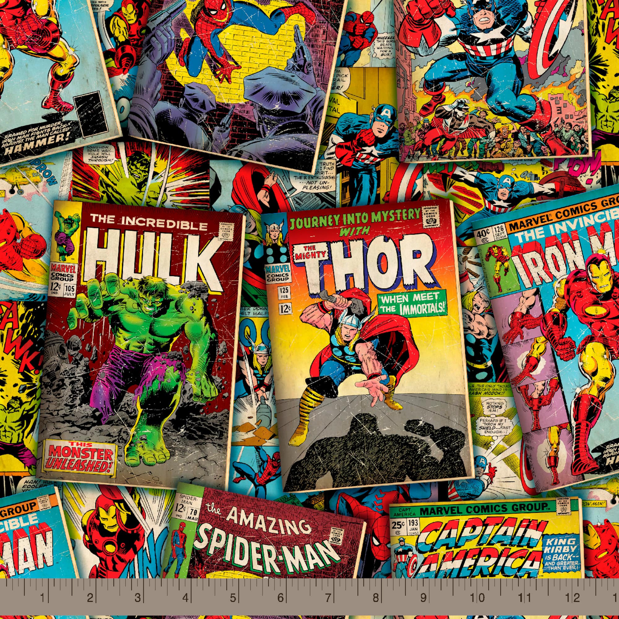 Marvel Retro Comics Covers Cotton Fabric